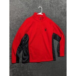 Spyder Core Sweater Mens XL Red Black Quarter Zip Fleece Lined Pullover Jacket